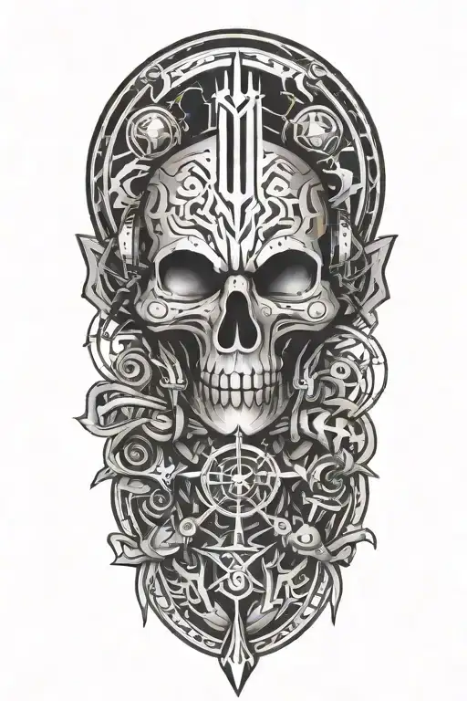 Cyber Sigilism Style Tattoo Depicting Believing And Manifesting