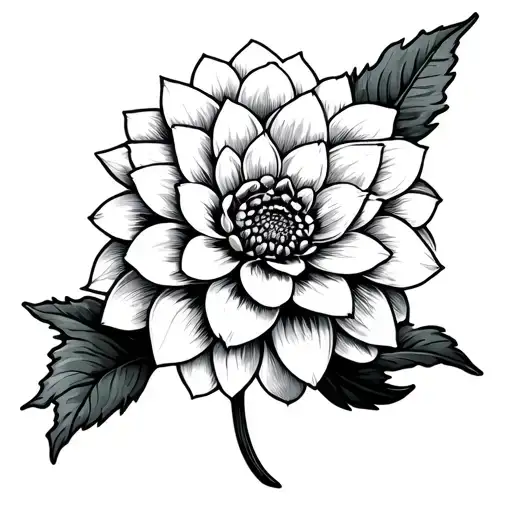 Small Thin Black Outline Of A Dahlia Flower