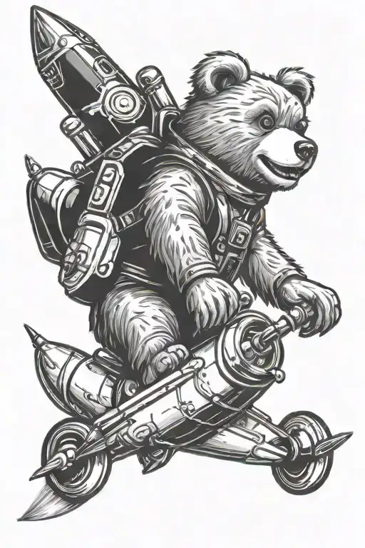 Teddy Bear Riding Rocket Launching