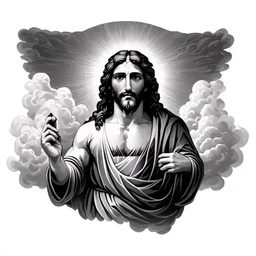 1982Birth Year With Clouds Surrounding Jesus Stripped