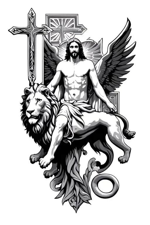 Religious Symbols Crosses Lions Gates Of Heaven Jesus