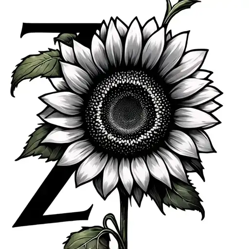 A Sunflower With The Letter Z
