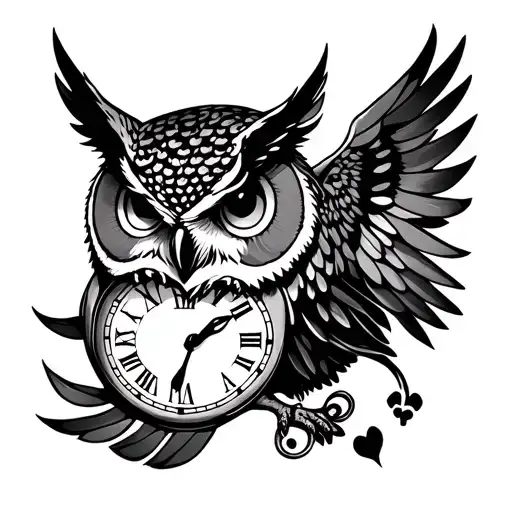 Owl And Clock And On