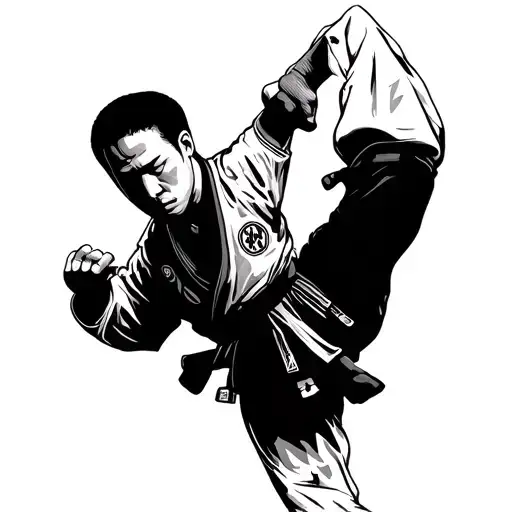 Taekwondo Minimalist Black Thin Line