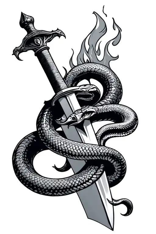 Flamberge Sword With Snake Wrapped