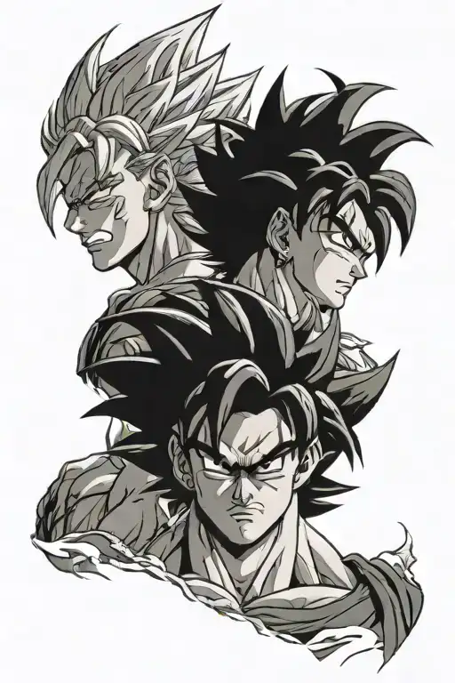 Dbz Goku Vegeta Gohan Broly Dragon Ball With Flower Motif