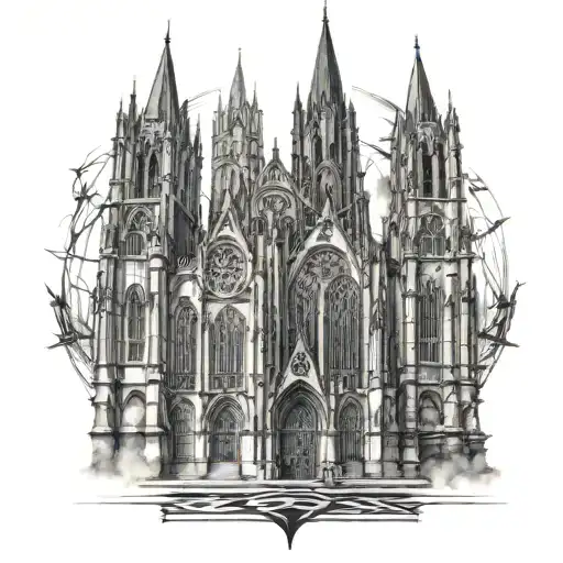 A Gothic Cathedral With Intricate Details And Eerie Atmosphere