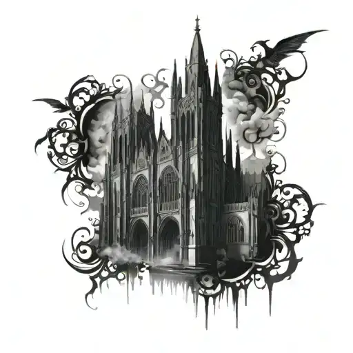 A Gothic Cathedral With Intricate Details And Eerie Atmosphere