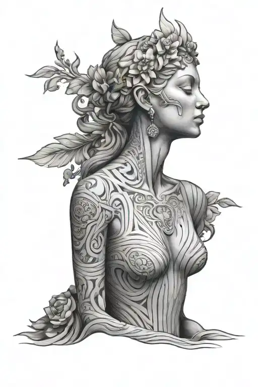 Statue Full Body Little Lines Vertical