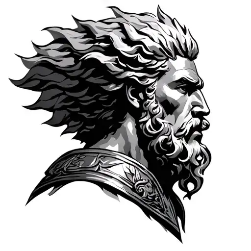 Zeus In Epic Armor Black And White Realism