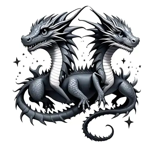 3 Small Pretty Dragons With Stars