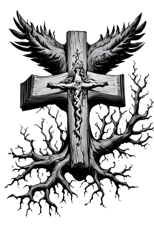 Cross With Roots With Bible