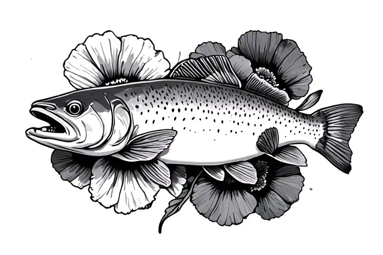 Rainbow Trout With Poppy Flower