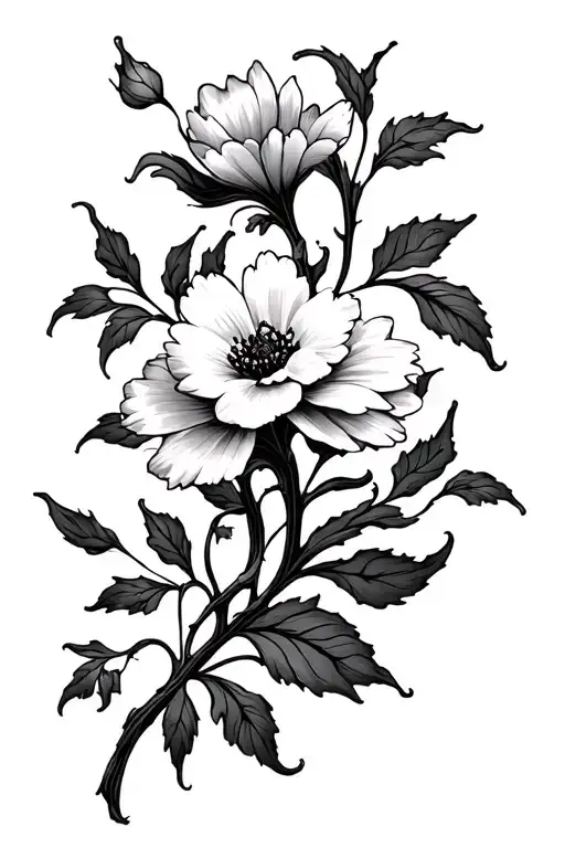 February And March Birth Flower Intertwined Vines