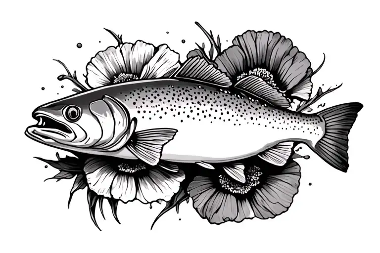 Rainbow Trout With Poppy Flower