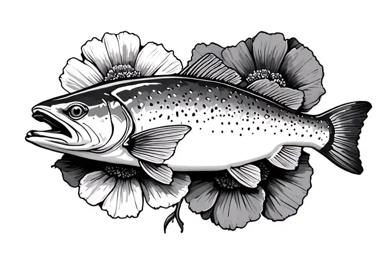Rainbow Trout With Poppy Flower