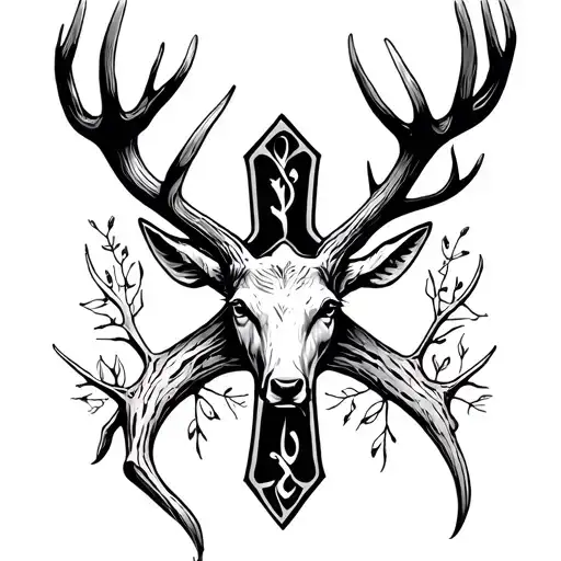 Deer Antler And Cross