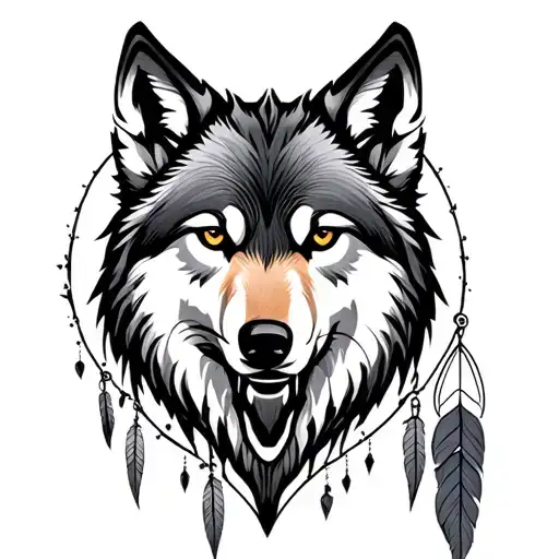 Wolf Face In Dreamcatcher