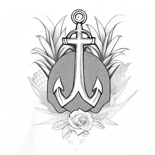 Floral Anchor And Pineapple