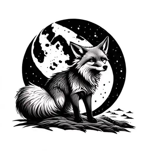 Fox In Front Of The Moon