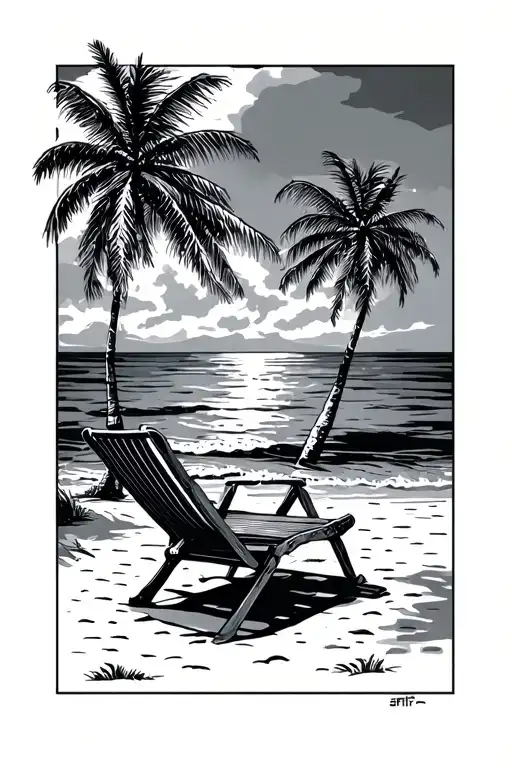 Beach Chair Palm Trees Swaying