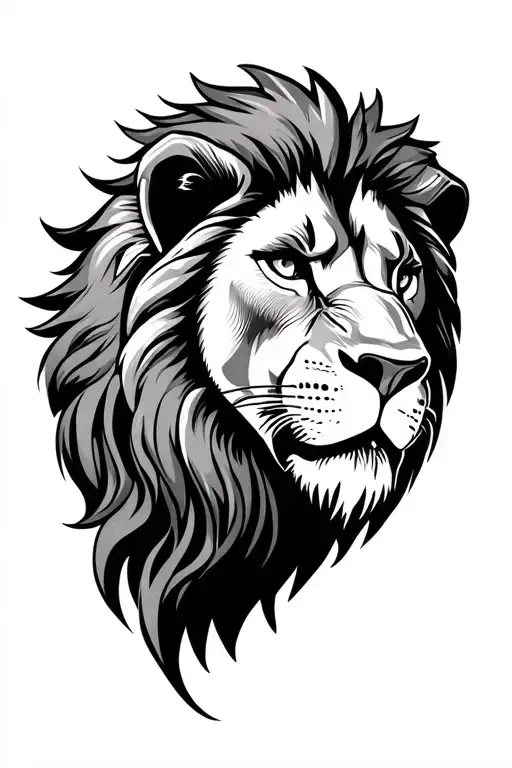 Lion Head Facing Forward Aggresive Looking