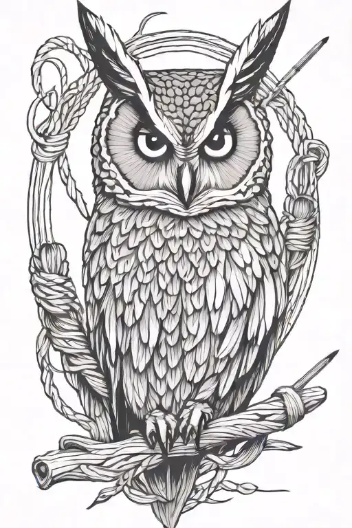 Long Eared Owl With Yarn And Knitting Needles Depeche Mode