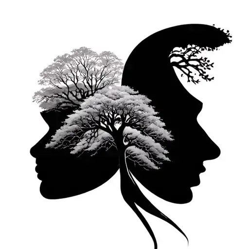 Tree Of Life And Integrated Face Outline
