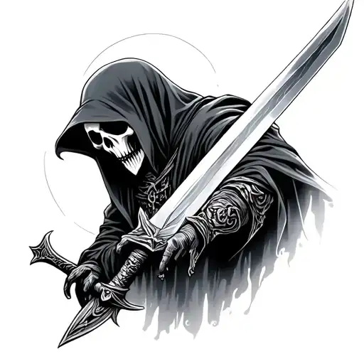 Grim Reaper Holding A Sword
