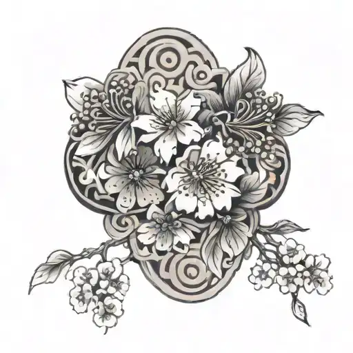 A Bracelet Made Of Japanese Cherry Blossoms And Antique Scrolls