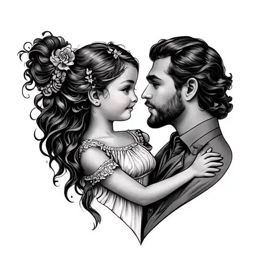 Daddy And Daughter American Traditional Cross