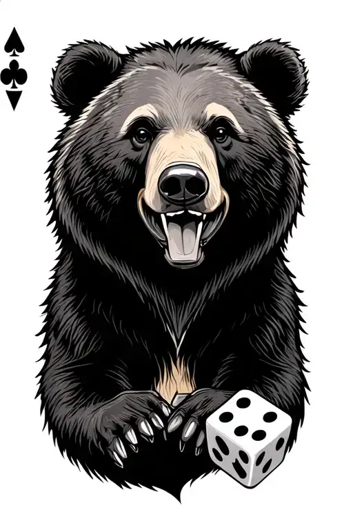 Bear With A Jack Of Spades And A Dice
