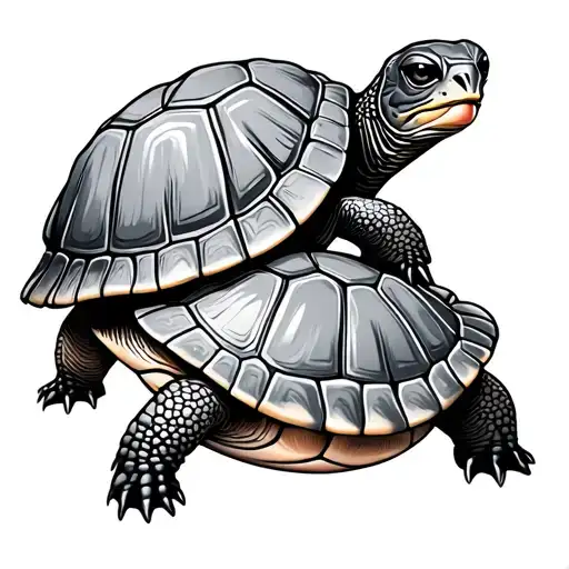 Mom Turtle And Baby Turtle