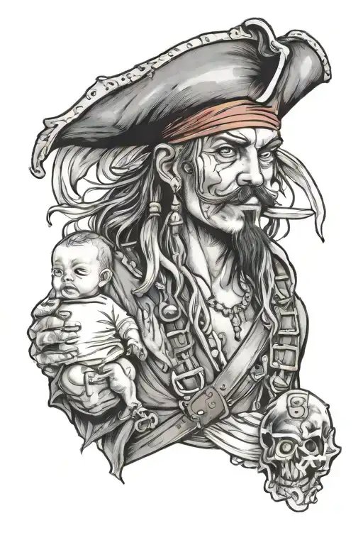 Pirate Holding Up A Baby