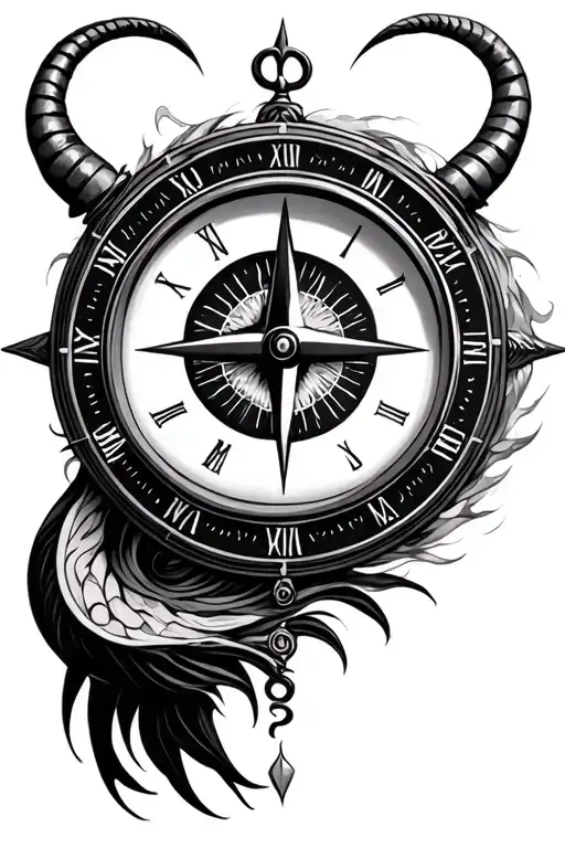 Capricorn Minimalistic Compass Clock Eye