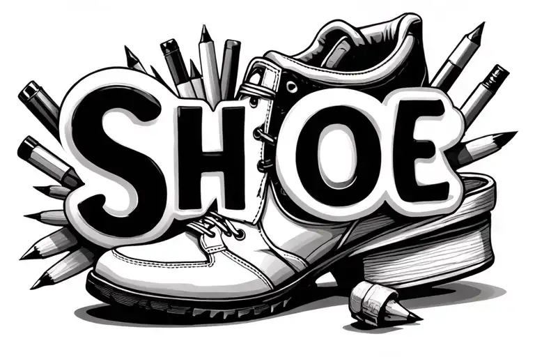 The Word Shoe Spelled With Classroom Materials