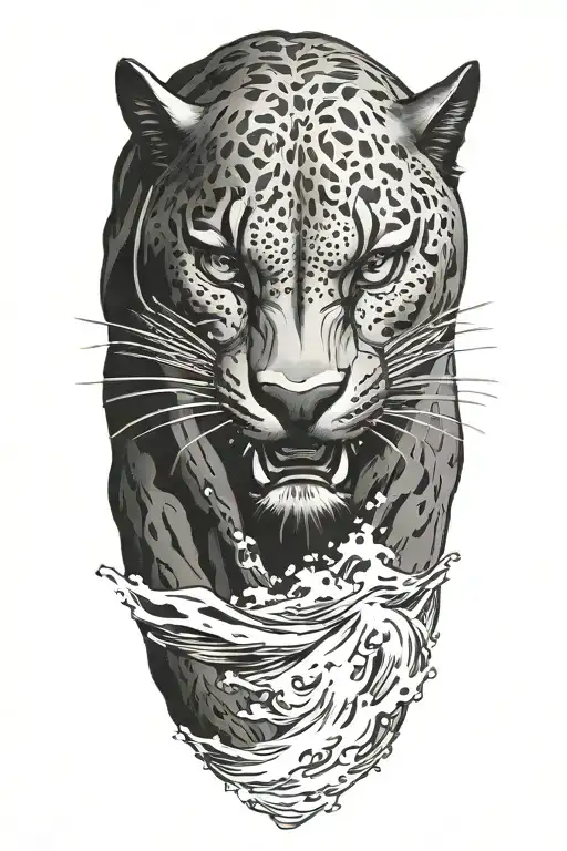 Black Panther Swimming Underwater