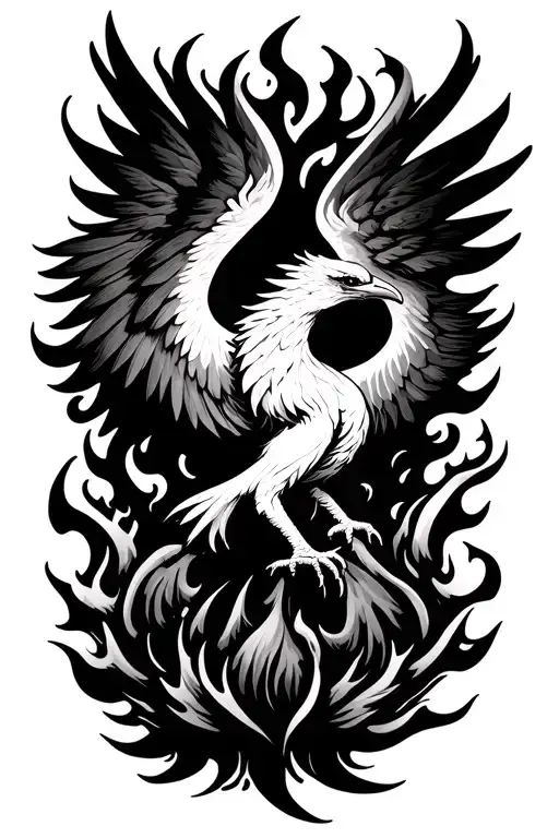 Phoenix Rising From Flames Symbolizing