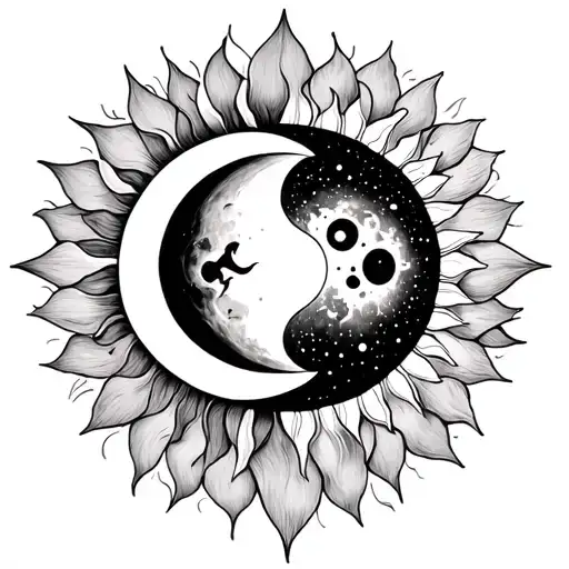 Sun And Moon Merging Together