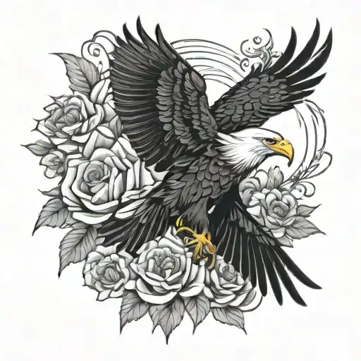 Eagle And Flower Large Black