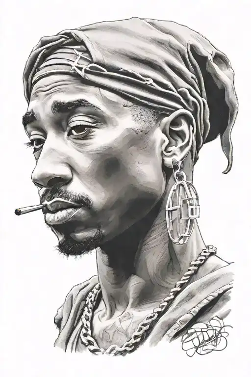 Create A Portrait Of 2Pac With A Microphone In Hand