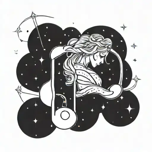 Lesbian Pride Flag With Aquarius Constellation Shaped Like Music