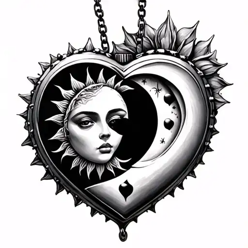 Sun And Moon Heart Shaped Locket