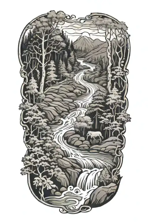 River Flowing Through A Dense Forest