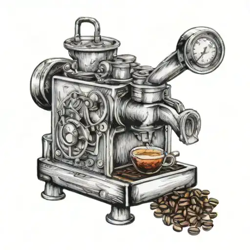 A Steaming Espresso Machine With Coffee Beans As Gears