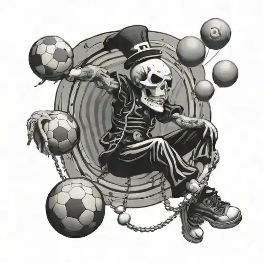 A Gothic-inspired Circus Scene With A Skull Clown Juggling Volleyball Balls