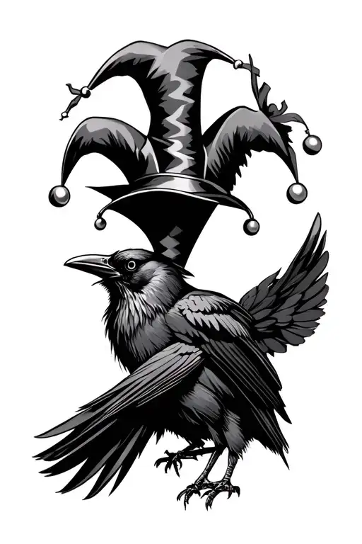 Crow With Jester Hat On Fore Arm