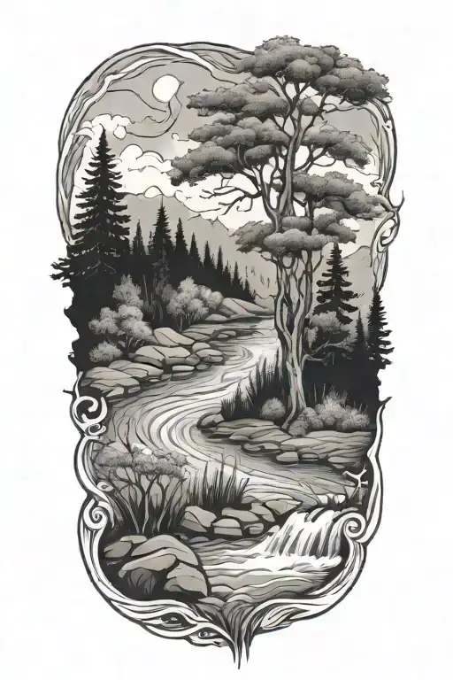 River Flowing Through Trees