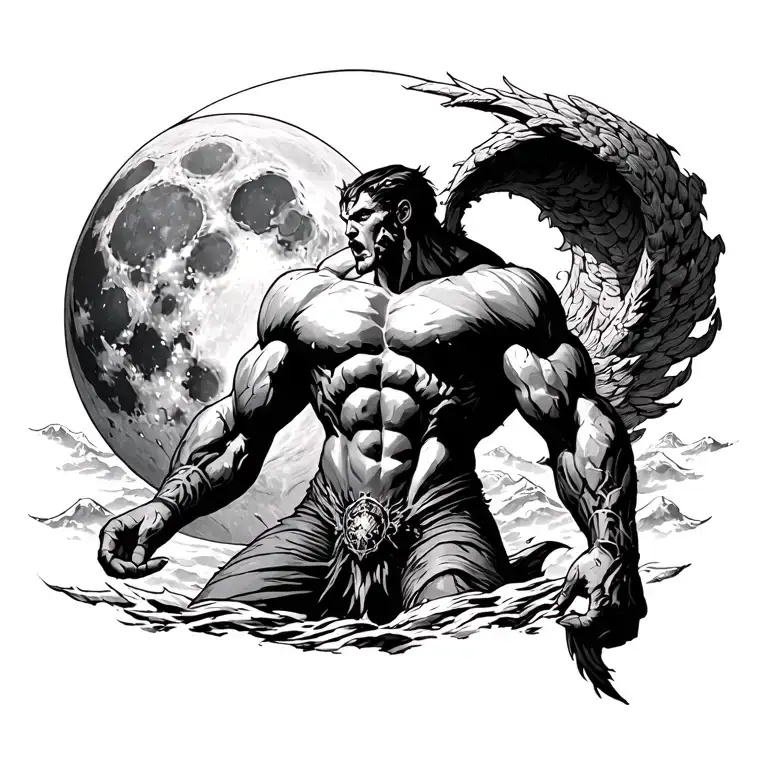 Titan Atlas Under Full Moon