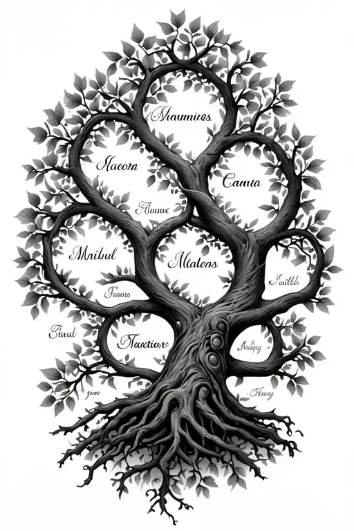 Family Tree Including 5 Kids Names Intertwined Vines